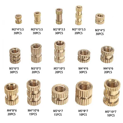 M2 M3 M4 M5 330Pcs Brass Insert Threaded Round Female Thread Knurled Nuts W/ Box • £11.90