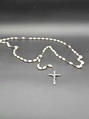 Vintage 48 Inch Long Rosary White Beads • $18.71