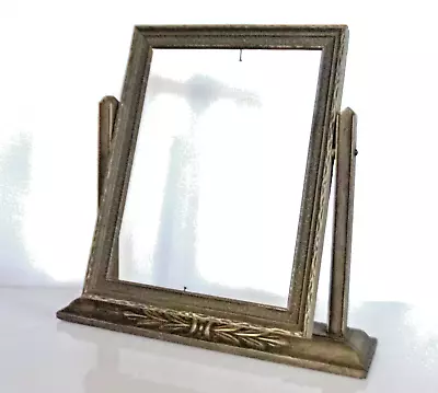 Tilting Wood Picture Frame W/ Silver Wheat Sheath Accent 7” X 10” Vintage 1950's • $9
