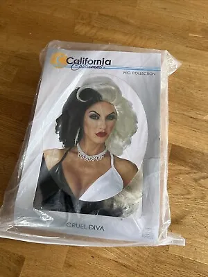 £14.99 • Buy W562 Cruel Diva Cruella De Vil 101 Dalmatians Villain Cartoon Womens Costume Wig