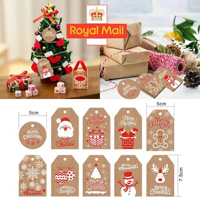 £3.98 • Buy 100Pcs New Christmas Kraft Paper Gift Tags Scallop Label Luggage Blank + Strings