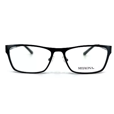 Merona Eyeglasses Frame M7 1008 Black Metal Rectangular Full Rim 53-16-145 • $29.98