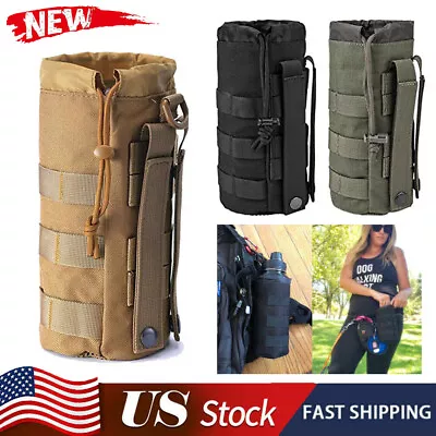 Tactical Molle Water Bottle Pouch Bag Kettle Holder Carrier For Camping Hiking • $9.89