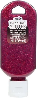 Tulip Dazzling Glitter Brush-On Fabric Paint 59ml 2oz-Dazzling Ruby Gift Idea • £9.99