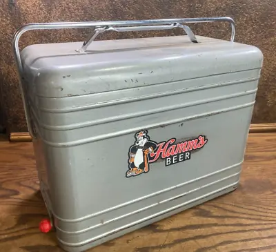 Vintage HAMM'S BEER Metal Ice Chest / 1950s Cooler  ~ Bear Logo W Hockey Stick • $249.35