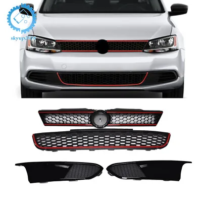 4pc Red Trim Front Upper Lower Grill For VW Jetta MK6 TDI Style W/ Beze 2011-14 • $99.70