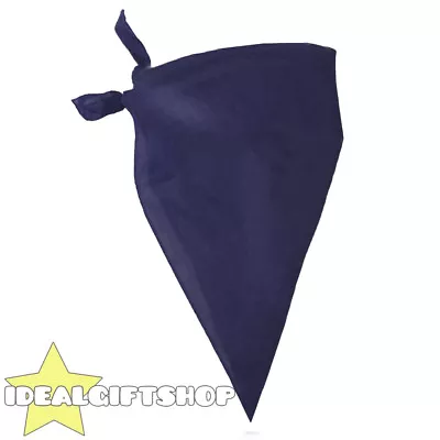 Navy Blue Plain Bandana Neckerchief Cowboy Western Fancy Dress Costume Accessory • £3.99