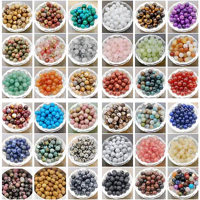 $6.99 • Buy Wholesale Natural Gemstone Round Spacer Loose Beads 4mm 6mm 8mm 10mm 