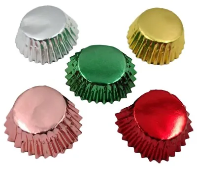 50 Mini Cupcake Cases Baking Muffin Cake Petits Fours 5 Mixed Foil Gold Silver • £3.50