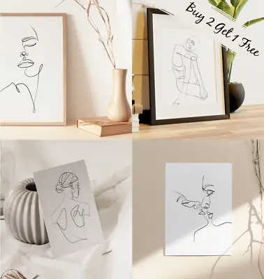 £3.49 • Buy Abstract Continuous Line Art Drawing Prints Home Picture Minimalist Wall Poster 