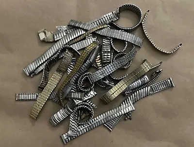 1lb+ Large Lot Of Vintage Metal Stretch Watch Bands • $39.95
