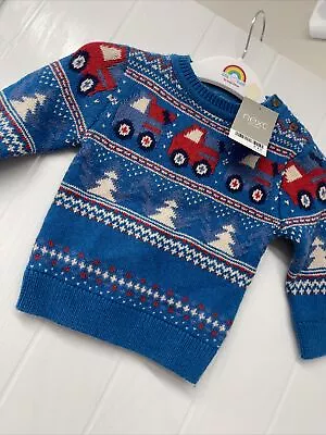 Next Baby Boys Fairisle Christmas Knitted Jumper 3-6 Months Vehicles  • £9