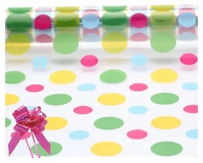 ShredAstic® Large Dot Cellophane Wrap Cerise Pink Pull Bow Easter Hamper Kit • £0.99