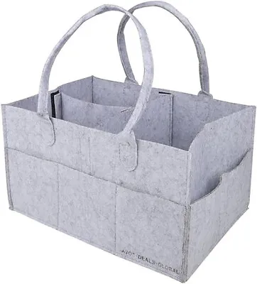 Baby Diaper Organizer Caddy Felt Changing Nappy Kids Storage Carrier Bag Grey • £5.69