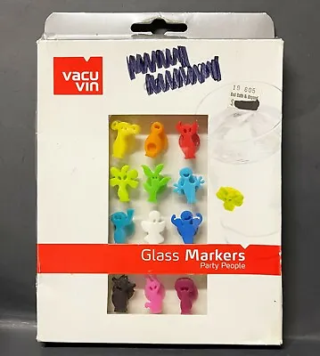 $6.99 • Buy Vacu Vin PARTY PEOPLE GLASS MARKERS Set Of 12 Wine Glass Suction Cup Charms 