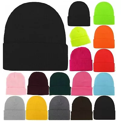 Men Women Plain Winter Cap Soft Thick Ski Thermal WARM Knit Knitted BEANIE Hat • $12.49