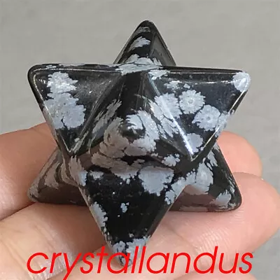 1pcs Natural Snowflake Obsidian Merkaba Star Quartz Crystal Skull Gem Reiki 1.5  • £8.54