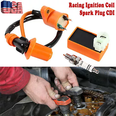 1 Set Racing Ignition Coil Spark Plug CDI For Gy6 Scooter ATV TaoTao 50cc Orange • $9.39