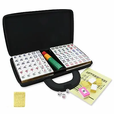 OPEN BOX Chinese Numbered Acrylic Tiles Mahjong Travel Set 144 Gold Tiles • $29.99