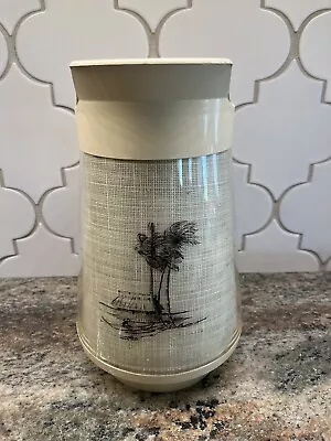 Vintage Thermo-Serv Insulated Palm Tree Burlap Plastic Pitcher Mix Century Mod • $10.50