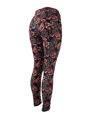 Tropical Leaves Wonderful Colors! Leggings Multiple Sizes Super Soft W/POCKETS • $18.97