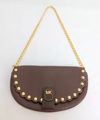 Michael Kors Sloan Leather Clutch Brown With Chain Strap • $35.99