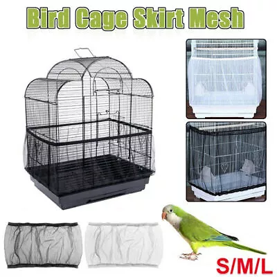 Shell Skirt Mesh Cover Pet Bird Cage Guard Nylon Net Seed Catcher S/M/L Black AU • $8.14