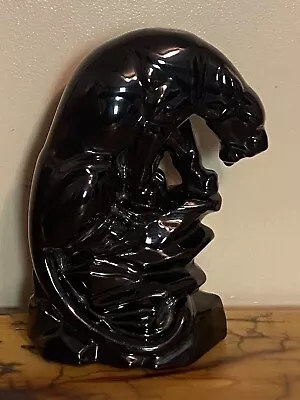 Vintage Black Panther Lamp Sitting On Rock Mountain 12” • $189.99