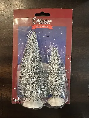 Cobblestone Corners Winter Village Miniature Tree Set Green Pine Christmas Decor • $6.26