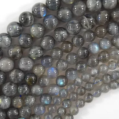 Natural Light Gray Labradorite Round Beads Gemstone 15  Strand 6mm 8mm 10mm S3 • $9.99