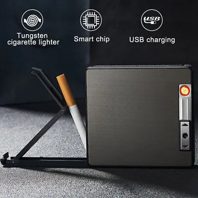 £8.99 • Buy Windproof USB Rechargeable Lighter Cigarette Case Aluminum Box Smoking Flameless