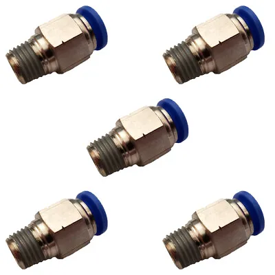 5pc 3/8  OD Tube X 3/8  NPT Pneumatic Fitting Push To Connect Air Fitting • $12.50