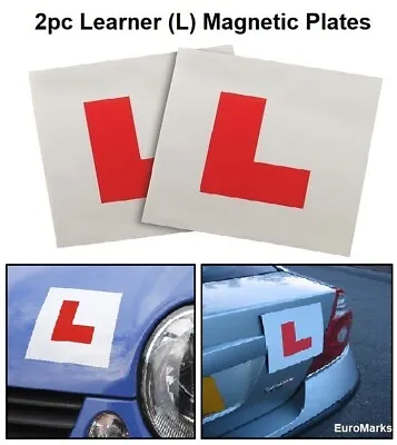 2 X Learner's Magnetic L Plates Sign Easy Fit Learner PVC L Sign For Car Vehicle • £2.99