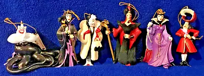 Disney Villains 6 Ornament Set Cruella Hook Jafar Maleficent Ursula Evil Queen • $40