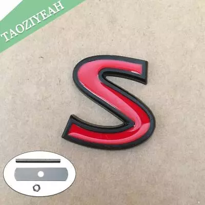 1x Red Black ' S ' Badge Car Front Grill Grille Emblem For Q50 QX50 Q60 Q70 Q80 • $10.34