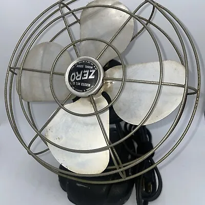 Vintage Electric 8  Fan ZERO Model 1250R Bersted Mfg. Desk Wall Mount Metal • $95