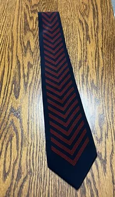 Vitaliano Pancaldi Navy Black Red Diagonal Chevron  Silk Necktie Made In Italy • $15