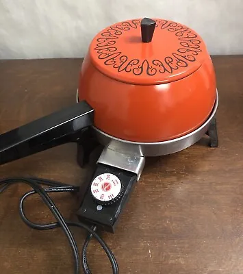 Vintage Hoover Model 8610 Electric Fry Pan Mid Century Modern Orange • $34