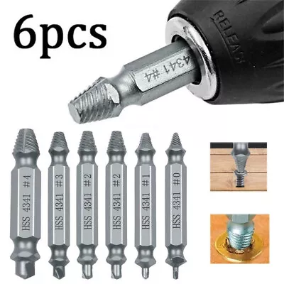 6x Speed Out Broken Bolt Remover Screw Extractor Drill Bits Guide Set Hand Tools • £3.54