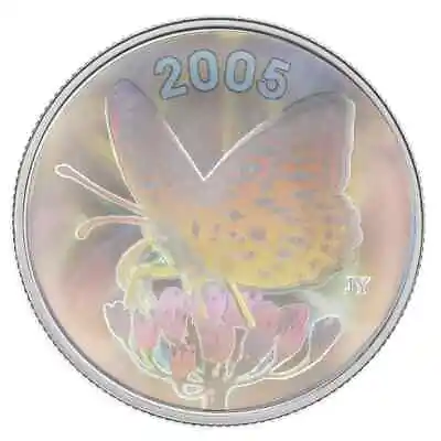 2005 Canada 50 Cent Spangled Fritillary Butterfly Sterling Silver Coin • $29.23