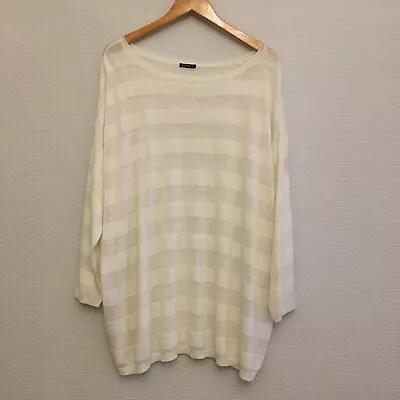 £19 • Buy Ladies Planet Grey White Self Stripe Linen Blend Jumper -size XL