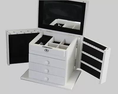 Extra Large Wooden Jewellery Box Necklaces Storage Organizer HB30WHT • $119.99