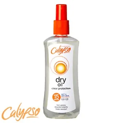 Calypso Dry Oil Spray Clear Protection Non Greasy Water Resistant SPF15 200 Ml • £10.99