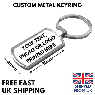 £4.99 • Buy CUSTOM Personalised Photo Text ANY Name FREE UK Fob Keyring Key Ring Gym Bag Tag