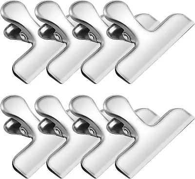 Chip Clips 8 Pack Stainless Steel Chip Clips Chip Clips Bag Clips Food Clips • $10.49