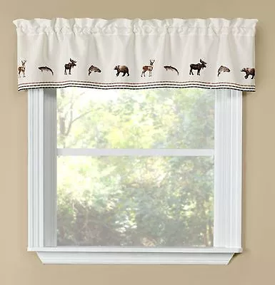 Woodland Cabin Lodge Wildlife Animals Window Valance Modern Rustic 58  X 12   • $19.98