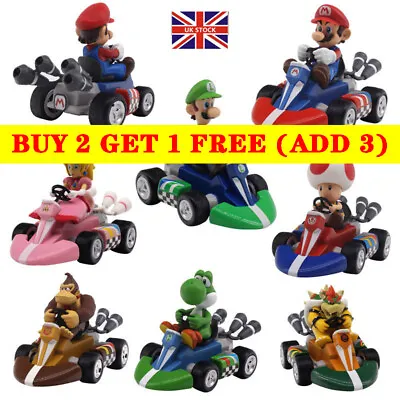 Super Mario Brothers Luigi Princess 9cm Pull Back Racer Go Kart Car Toy NEW • £8.79