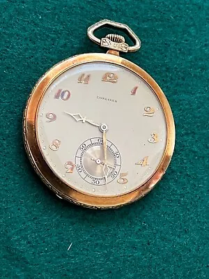 Rare Vintage Longines 18k Yellow Gold Pocket Watch Open Face Size 15 Excellent • $995