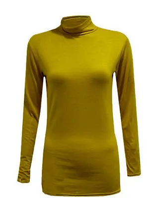 £6.29 • Buy Ladies Womens  Polo Neck Roll Neck Turtle Neck Plain Jumper Top Long Sleeve 8-26