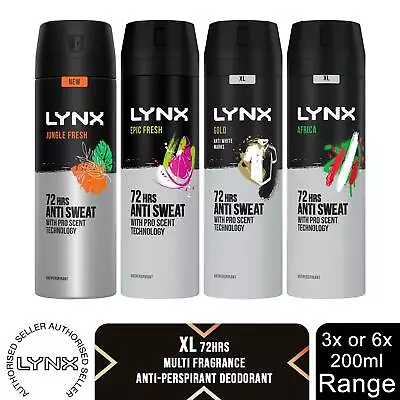 Lynx XL Anti-Perspirant 72-Hour Sweat Protection Deodorant 200ml 3 Or 6 Pack • £17.49